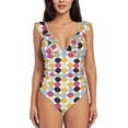 thumbnail image 2 of Yiaed Polka Dot Print Women's Ruffled One Piece Swimsuit V Neck Swimwear Slimming Monokini for Woman-XX-Large, 2 of 8