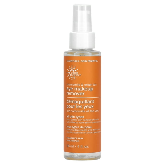 Earth Science Chamomile & Green Tea Eye Makeup Remover, Fragrance Free, 4 fl oz (118 ml)