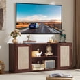 thumbnail image 7 of Boho TV Stand for TVs up to 65", Rattan Entertainment Center with Storage Cabinets & Adjustable Shelves, TV Console Table for Living Room, Walnut, 7 of 7