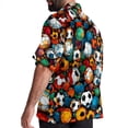 thumbnail image 3 of Football Men's Short Sleeve Hawaiian Poplin Shirt - Casual Printed Button Down Summer Beach Shirt for Men, 3 of 6