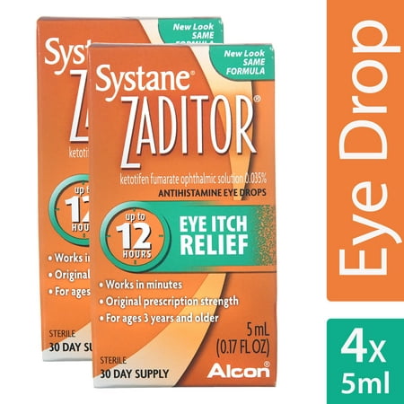 (2 pack) Zaditor Antihistamine Eye Drops, OTC Allergy Symptom Relief, 2 x 5 mL (Best Allergy Eye Drops For Swollen Eyes)