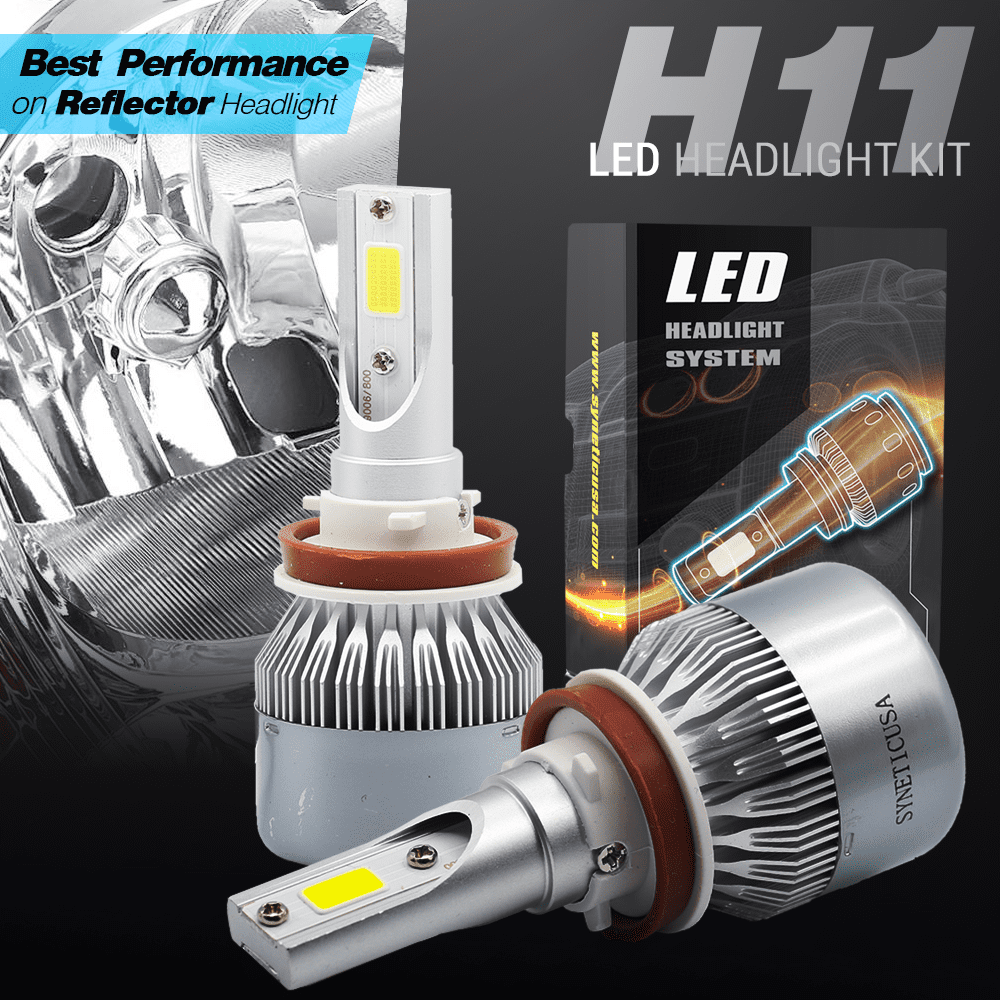 Syneticusa H11//H9//H8 LED Low Beam Headlight Conversion Kit Fog Light Bulbs 100W 10000LM 6000K White