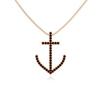 Natural Garnet Anchor Shape Pendant Necklaces for Women in 18K Yellow Gold Vermeil, January Birthstone Jewelry Gifts for Her Birthday, Anniversary, Mothers Day, Christmas, Graduation, Valentines