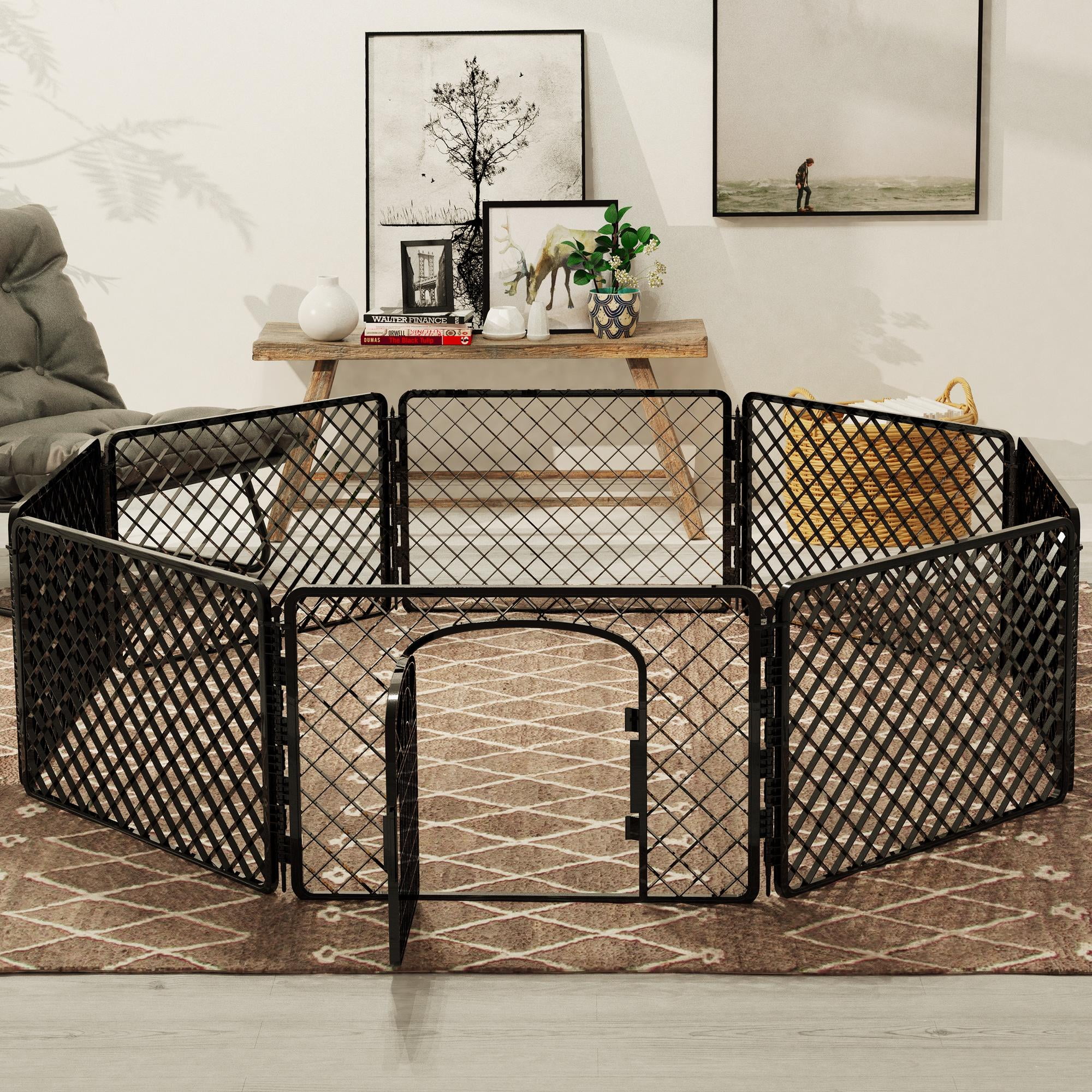 Vibrant Life 8-Panel Plastic Playpen for Dogs, Black 24"