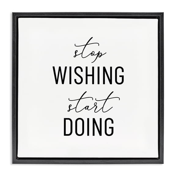 Stupell Industries Motivational Start Doing Text & Numbers Painting Black Floater Framed Canvas Art Print Wall Art, 18 x 18