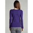 thumbnail image 4 of Emmalise Women's Casual Basic V-Neck Tshirt Long Sleeves Tee Top - Purple, M, 4 of 4