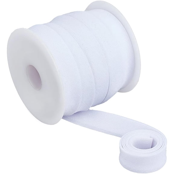 10 Yards 1/2 inch Double Fold Bias Tape White Bias Binding Polycotton Binding Tape Hemming Ribbon Folding Trim DIY Garment for Craft Seaming Hemming Piping Quilting Sewing