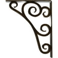 thumbnail image 4 of Ekena Millwork 2"W x 10"D x 12"H Tristan Wrought Iron Bracket, (Triple center brace), Antiqued Brass, 4 of 8