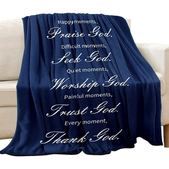 MMYGU Christian Gifts for Women Religious Gifts for Father Christian Birthday Gifts Catholic Bible Verse Blanket Inspirational Spiritual Scriptures Dark Blue Soft Throw Blanket for Women Man 30x40in