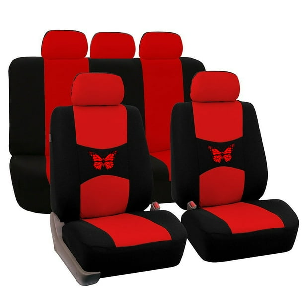 Funda de asiento de coche, funda de cojín universal, tela plana con estampado de mariposas, juego de 9 piezas