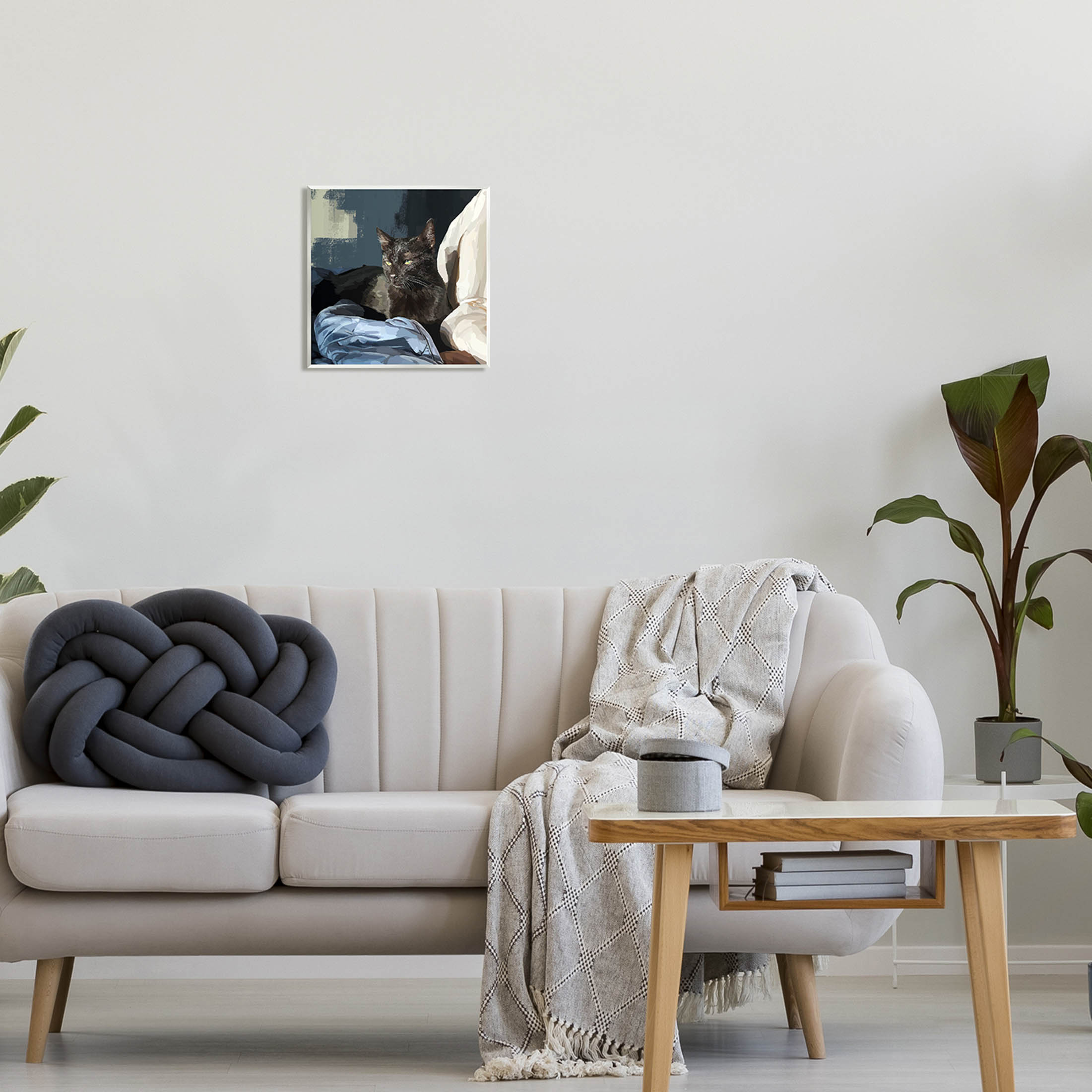 Stupell Industries Black Cat Lounging Comfy Bed Graphic Art Unframed Art Print Wall Art, Design by Emily Kalina