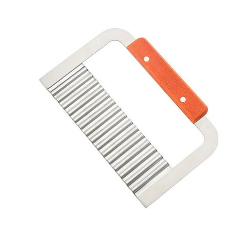 

QIIBURR Fry Cutter Potato Crinkle Fry Cutter Potato Chip Vegetable Crinkle Wavy Cutter Tool Fry Fries Hand Chipper Tool Stainless Steel Vegetable Cutter Potato Fry Cutter