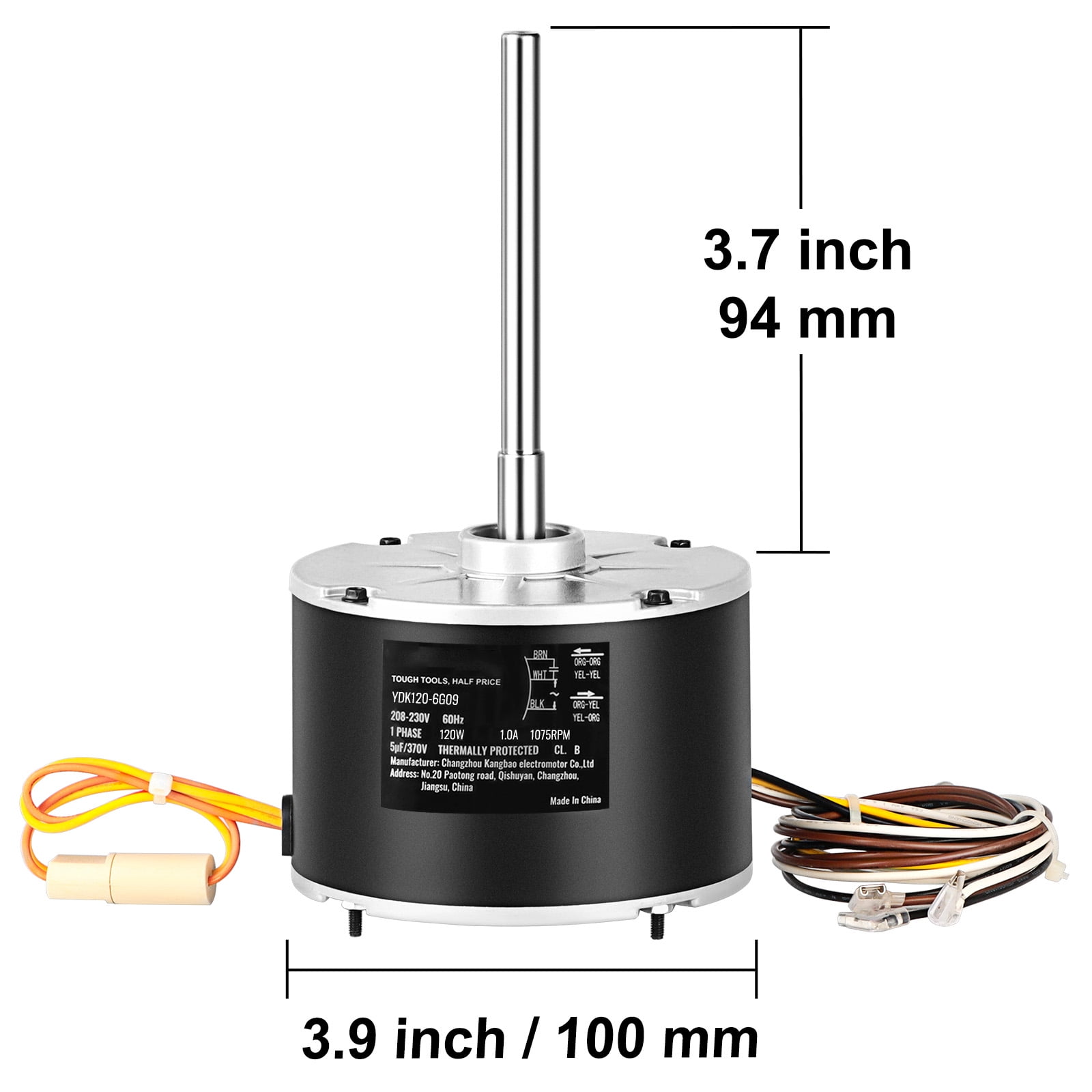 BENTISM Condenser Fan Motor 1/6HP 1075RPM 1.0A 208-230V Compatible Model OGD1016