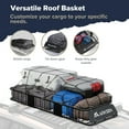 thumbnail image 3 of ARKSEN Skinny Roof Rack Cargo Carrier with Basket & Net, Heavy Duty Weather Resistant Top Mount Cargo Rack, Luggage & Camping Gear Storage for Car, Truck or SUV Transport, 3 of 6