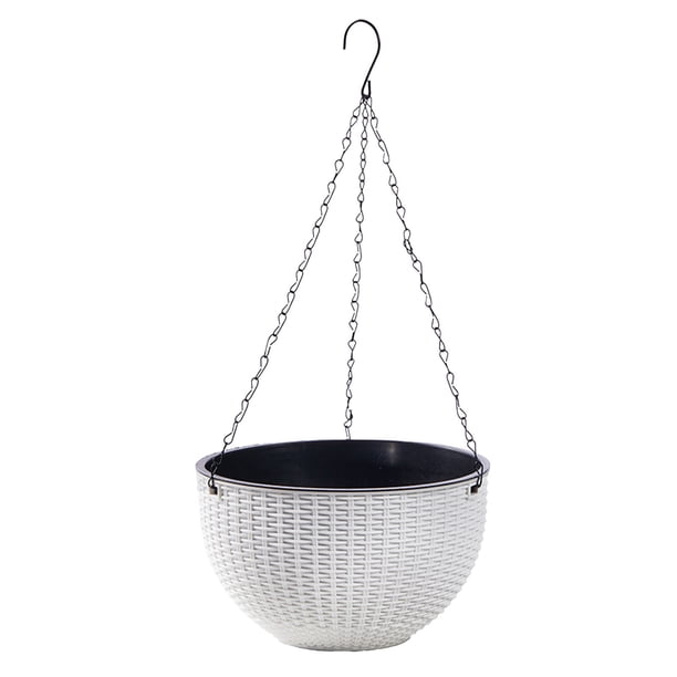 Macetas de Flores Al Aire Libre Tejido Plástico Cesta Colgante Montado en la Pared para Rábano Verde Suculento, Plástico Negro 8.27x8.27x6.1In, Macetas Colgantes para Plantas