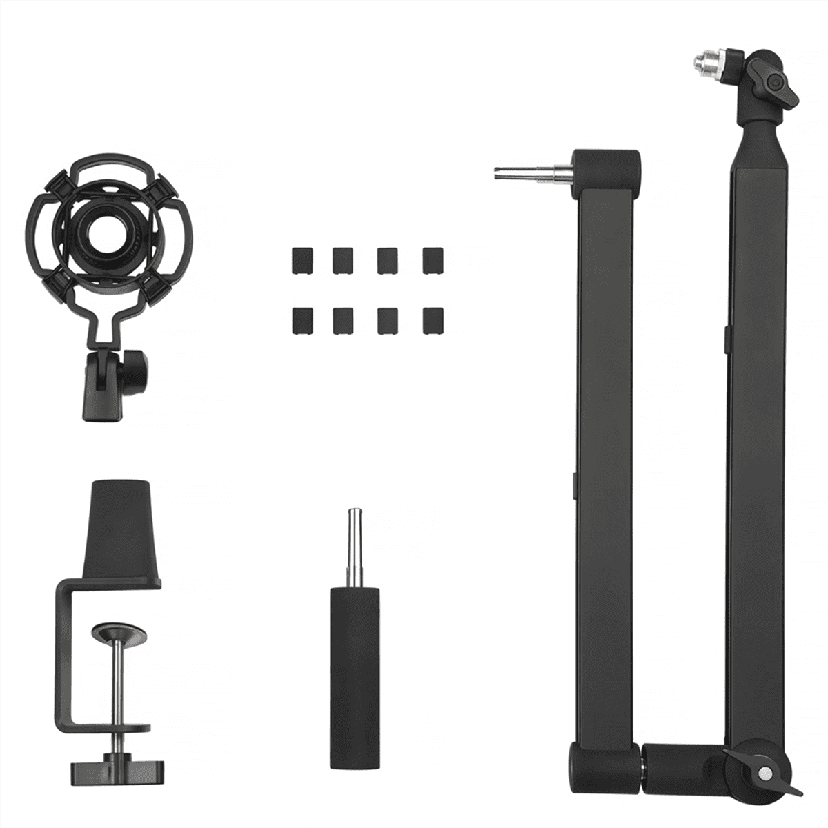 Low Position Microphone Boom Arm,360°Rotatable Mic Stand,Microphone Holder with 3/8inch 5/8inch Adapters,Microphone Arm,1 * Cantilever bracket 1 * English manual 1 set * accessories,Black