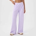 thumbnail image 6 of hoksml Women's Waffle Knit Wide Leg Pants, Pull-On Lounge Trousers with Elastic Waist and Side Pockets, 6 of 8