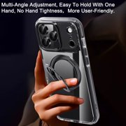 ShellTech For Apple iPhone 15 Pro Max Magnetic Ring Kickstand Hybrid Case, Lightweight PC+TPU Shockproof Anti-Scratch Non-Slip Back Cover with Wireless Charging and Anti-Fingerprint,Silver
