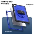 thumbnail image 2 of for Kids Rugged Heavy Duty Case for iPad Air 13 2024, Shockproof 360 Degree Rotatable Kickstand with Handstrap Protective Hybrid Cover Case for iPad Air 13 2024, Darkblue, 2 of 12