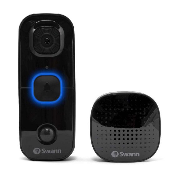 SwannBuddy 1080p HD True Detect Wi-Fi Video Doorbell with Indoor Chime Unit - Black