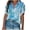 Sky Blue, variant on Womens Printed Button Down Short Sleeve Blouse V Neck Back Swing Hem Top 2025 Summer Casual Comfort Trendy Fashion