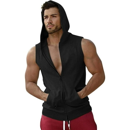 telegrama Adelantar Reflexión Hoodie Shirts fort MenMen's Zip Up Workout Tank Tops Hooded Bodybuilding  Fitness Muscle Cut T Shirt Sleeveless Gym Hoodies Black Small | Walmart  Canada
