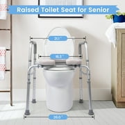 Raised Toilet Seat with Handles for Seniors,Adjustable Height Toilet Chair For Elderly And Disabled,Adult Potty Chair Bedside Commodes for Seniors,Supports Up to 350lbs