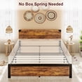thumbnail image 4 of Eastvita King-Size Bed Frame Platform - With Wood Headboard/Metal Frame/Under Bed Storage/Support Legs/Noise-Free/No Box Spring Needed/Easy Assembly - Rustic Brown, 4 of 7