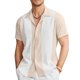 thumbnail image 3 of Camisa hawaiana con estampado de rayas degradadas para hombre, camisas hawaianas con estampado 3D de combinación de colores, blusas casuales con solapa, mangas cortas sueltas, 3 of 5