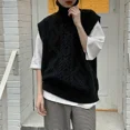 thumbnail image 4 of Chaleco de punto grueso y cálido para mujer, jersey de cuello alto informal a la moda, suéter de punto suelto sin mangas, chaleco de invierno, 4 of 4