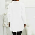thumbnail image 3 of Mock Neck Sweaters Women Fuzzy Sherpa Fleece Tunic Tops Long Sleeve Plain Pullover Sweatshirt with Pockets (L, White), 3 of 7