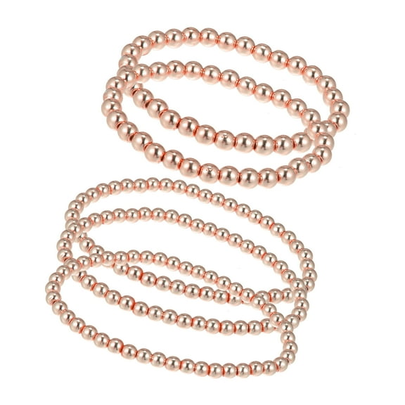 Vocoste Bead Bracelet for Women Men Bead Ball Bracelet Stackable Stretch Elastic Bracelet Kit Rose Gold Tone