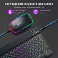thumbnail image 4 of 10inch Wireless Keyboard and Mouse RGB Backlit Rechargeable Bluetooth Keyboard and Mouse Combo Kit White, 4 of 9