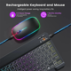 thumbnail image 4 of Kit combinado de teclado y ratón inalámbricos de 10 pulgadas con retroiluminación RGB, recargables, Bluetooth, color blanco, 4 of 8