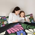 thumbnail image 4 of Homewish Colorful Boho Floral Full Size Comforter Sets,Vintage Daisy Flowers Bedding Comforter Set,Black Reversible,3-Piece,1 Comforter and 2 Pillowcases, 4 of 7
