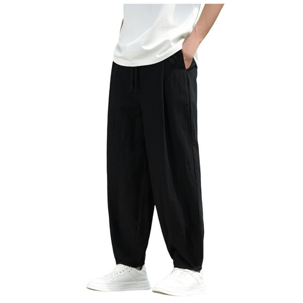 Pantalones de chándal lisos para hombre, pantalones harem informales, pantalones deportivos con bolsillos para el gimnasio y uso diario