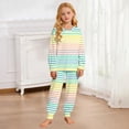 thumbnail image 6 of BOOMNY Girls 2 Peice Homewear Outfits Summer Loungewear Set for Girls Long Sleeve Striped Tops Pants Cozy Sleepwear Sets, 6 of 6