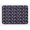 thumbnail image 1 of Floral Bath Mat, Abstract Style Modernistic Pattern with Delicate and Flowers, Plush Bathroom Decor Mat with Non Slip Backing, 29.5" X 17.5", Indigo Pale Ruby, by Ambesonne, 1 of 2