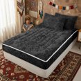 thumbnail image 2 of Erosebridal Gothic Skull Silhouette Zipper Full Size Comforter Sets with Fitted Sheet and 2 Pillowcases for Women Girls, Gray Damask Floral Zipper Bedding Set, Black Reversible, 4pcs, 2 of 7