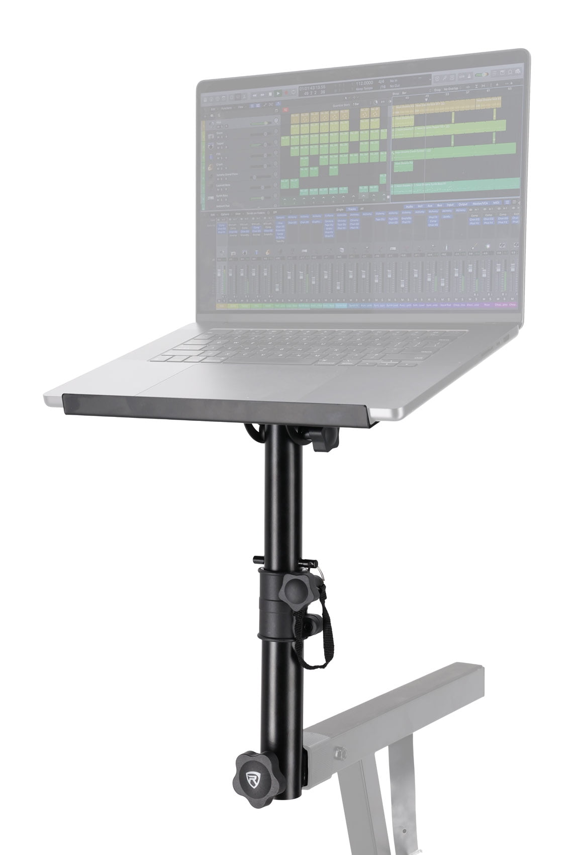 Rockville ZLS Laptop Stand Attachment for Z-Stands, 12 inch x 9.5 inch Tray – Adjustable Height & 0–75 degree Tilt, Silicone Anti-Slip Pad, Fits 35mm x 35mm Square Tube