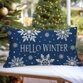 thumbnail image 5 of Christmas Hello Winter Snowflake Throw Pillow Cover 12x20 Inch Navy Blue Outdoor Christmas Decorations Xmas Holiday Lumbar Decorative Pillow Case for Couch Home Room Décor, 5 of 6