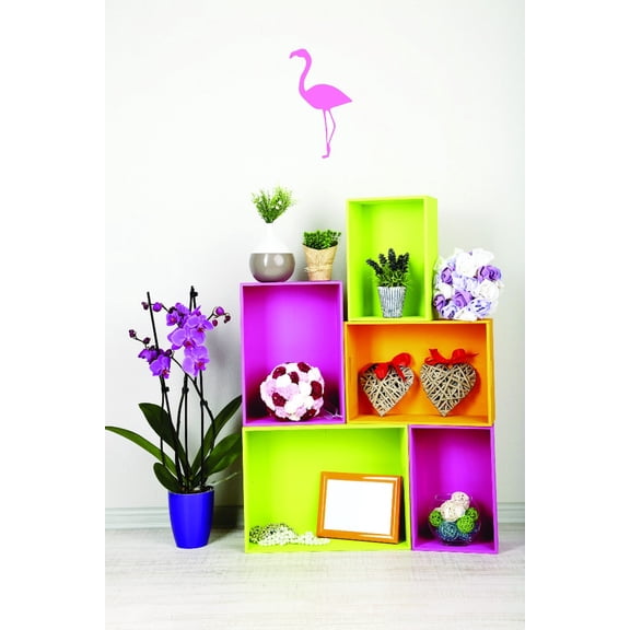 Decal - Peel & Stick Wall Sticker : Flamingo Home Decor Picture Art 14x28 Inches