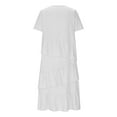 thumbnail image 6 of SMihono Tshirt Dress Women Summer Cotton Linen Patchwork Short Sleeve Crewneck Pleated Midi Dresses T Shirt Dresses for Women White XXXL, 6 of 7