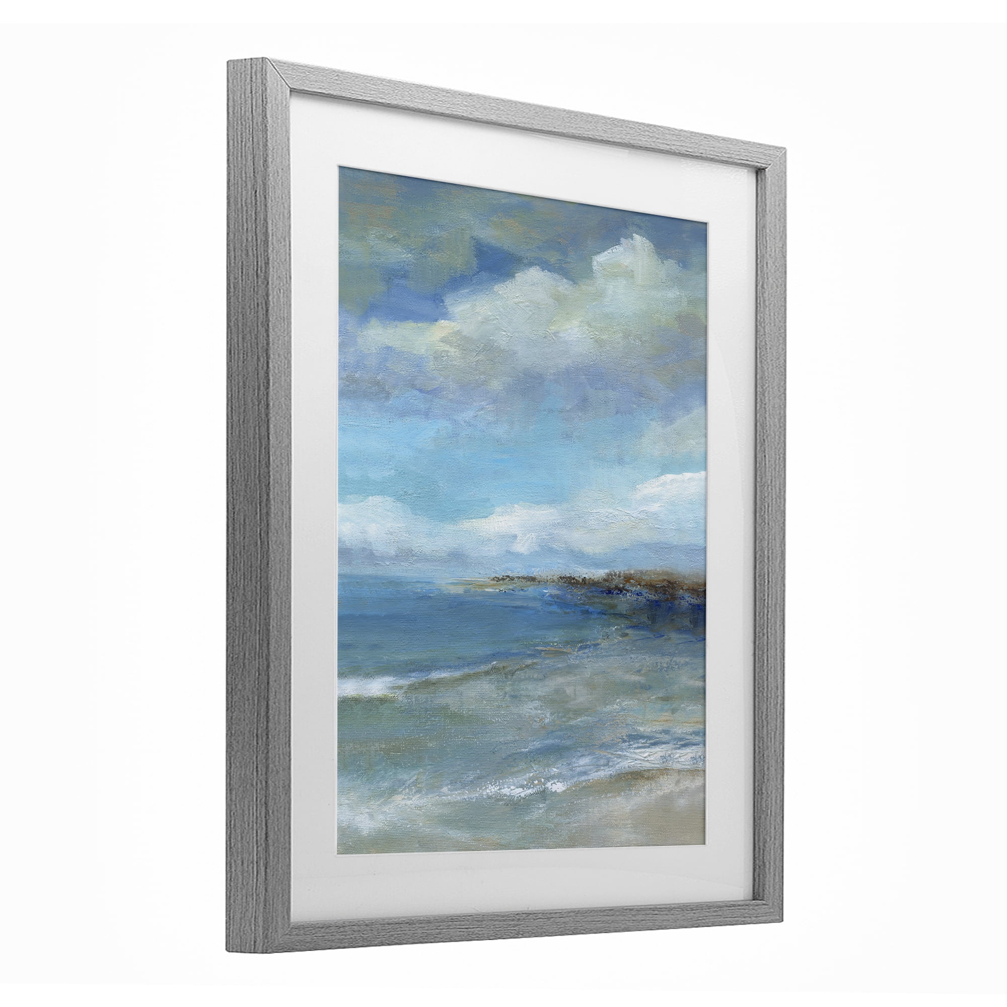 Stupell Industries Shore's Calm Breeze Gray Framed Print Under Glass, design by Carol Robinson