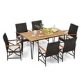 thumbnail image 2 of Costway 7 PCS Patio Dining Set with Acacia Wood Dining Table Rattan Armchairs Soft Cushions, 2 of 7
