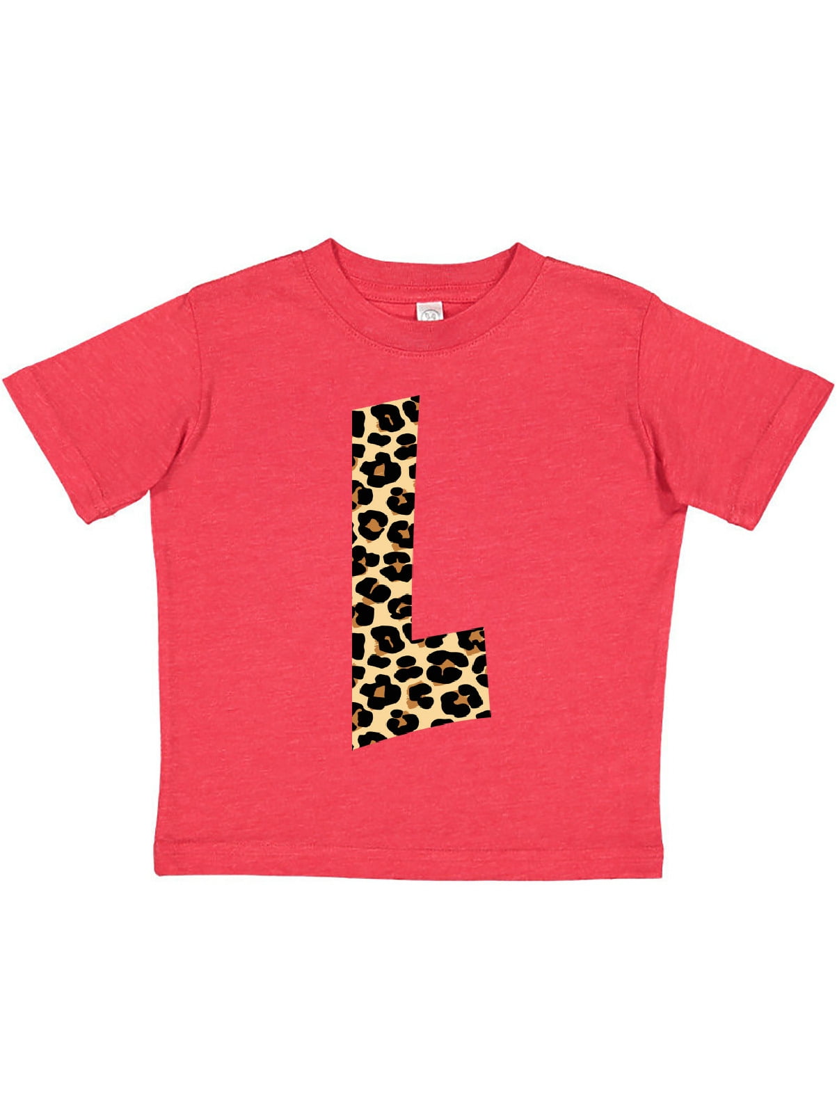 Inktastic Leopard Print Letter L Toddler Short Sleeve T-Shirt Unisex Retro Heather Red 4T 
