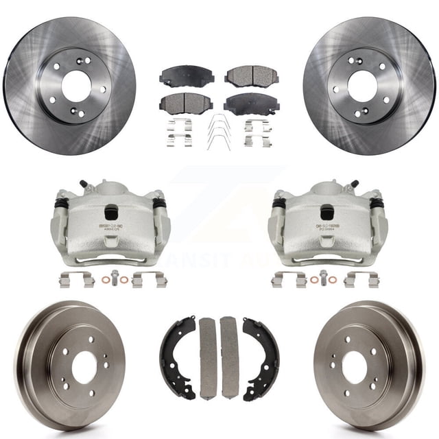 Transit Auto Front Rear Disc Brake Caliper Rotors Drums Semi-Metallic Pads Kit (8Pc) for Car Honda Fit Accord KC8-100807P