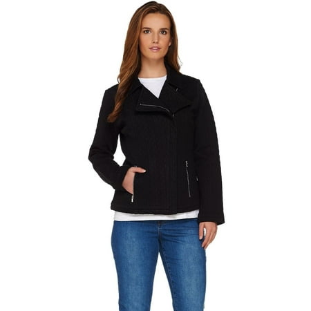 Isaac Mizrahi Quilted Knit Motorcycle Jacket