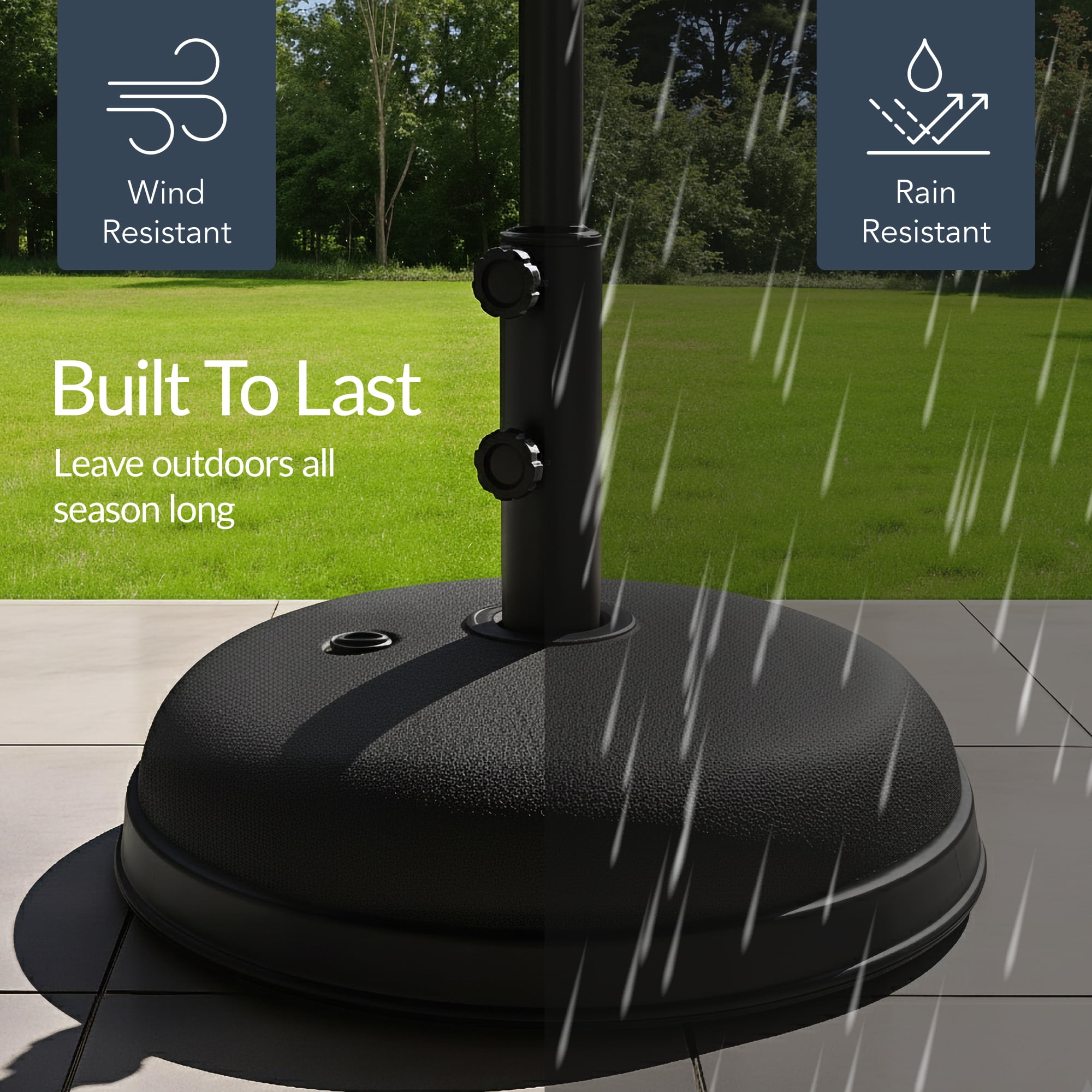Best Choice Products Fillable Plastic Patio Umbrella Base Stand, Pole Holder w/ Adjustment Knob, Round Dome - Black