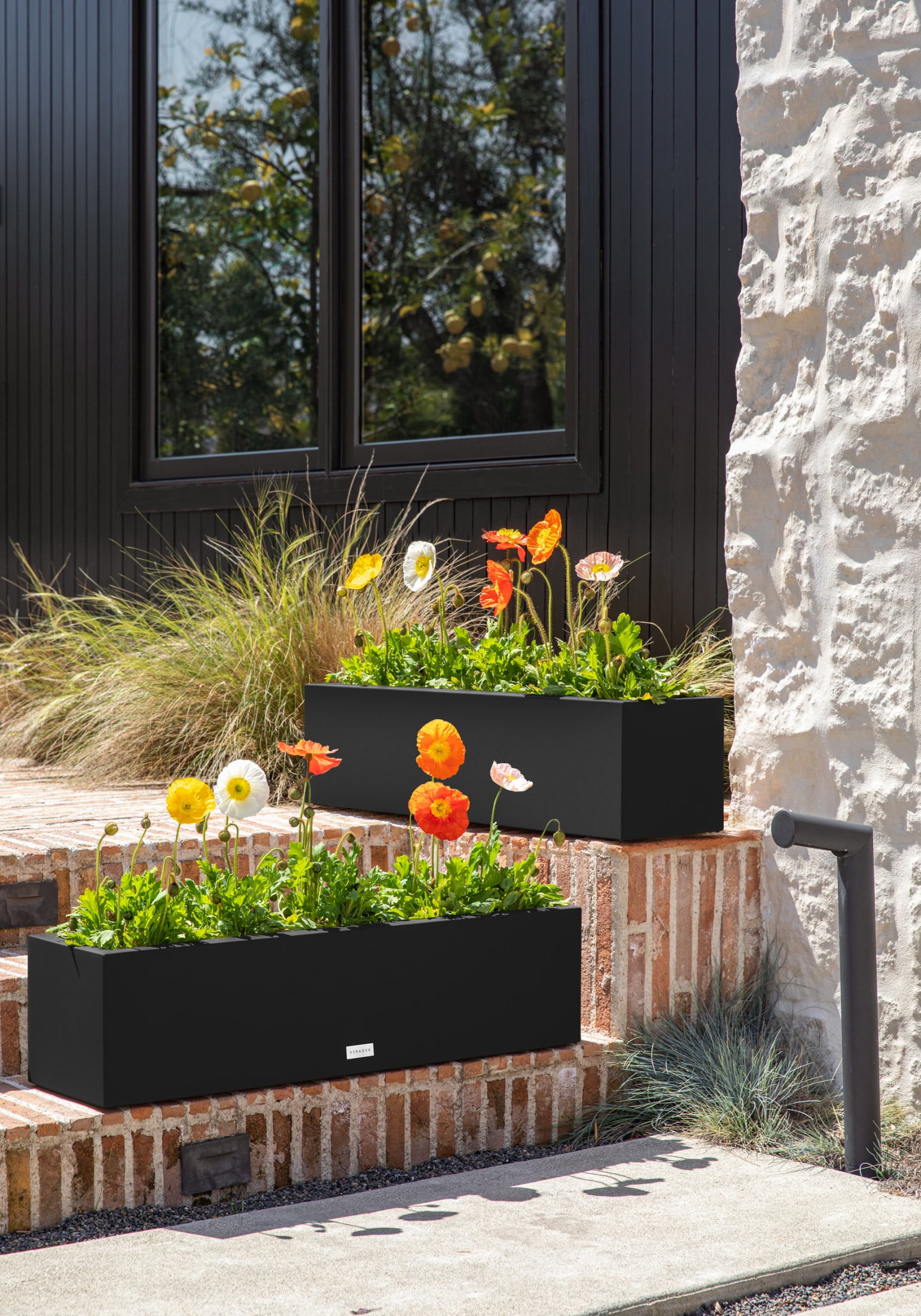 Veradek Block Series Trough 36" Plastic Planter - Black